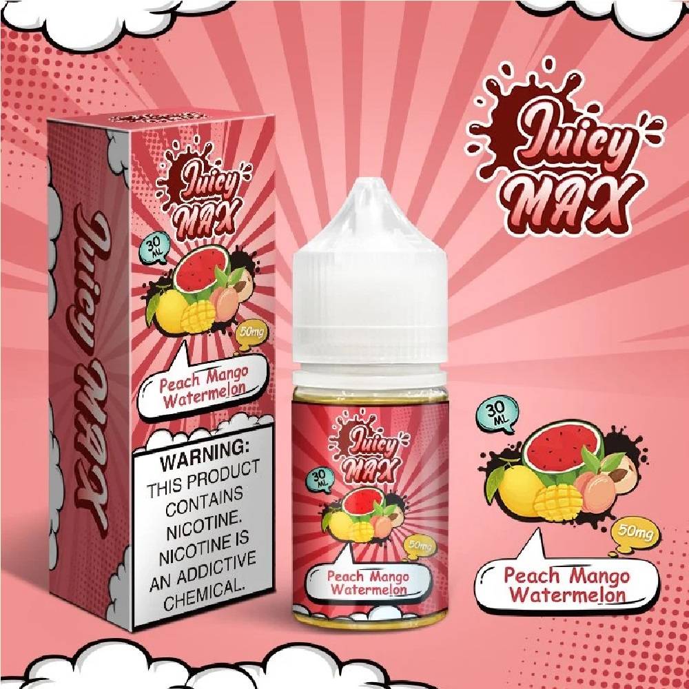 Juicy Max Peach Mango Watermelon Ice Nic Salt 30ml in Pakistan