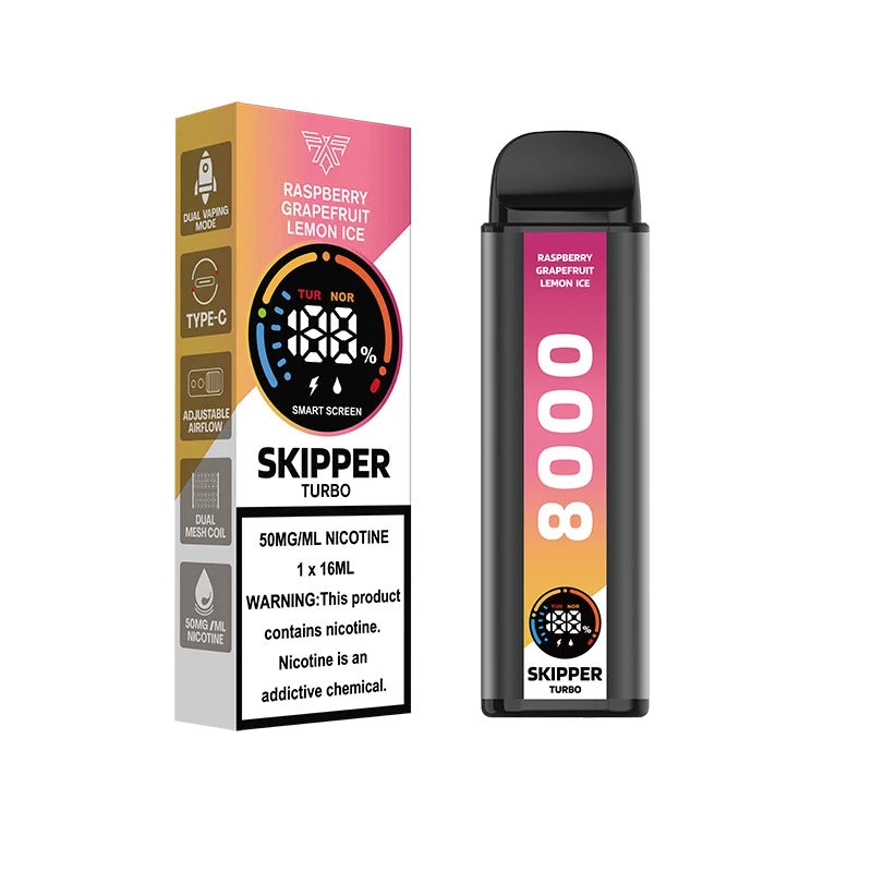 RASPBERRY GRAPEFRUIT LEMON ICE SKIPPER TURBO 10K DISPOSABLE