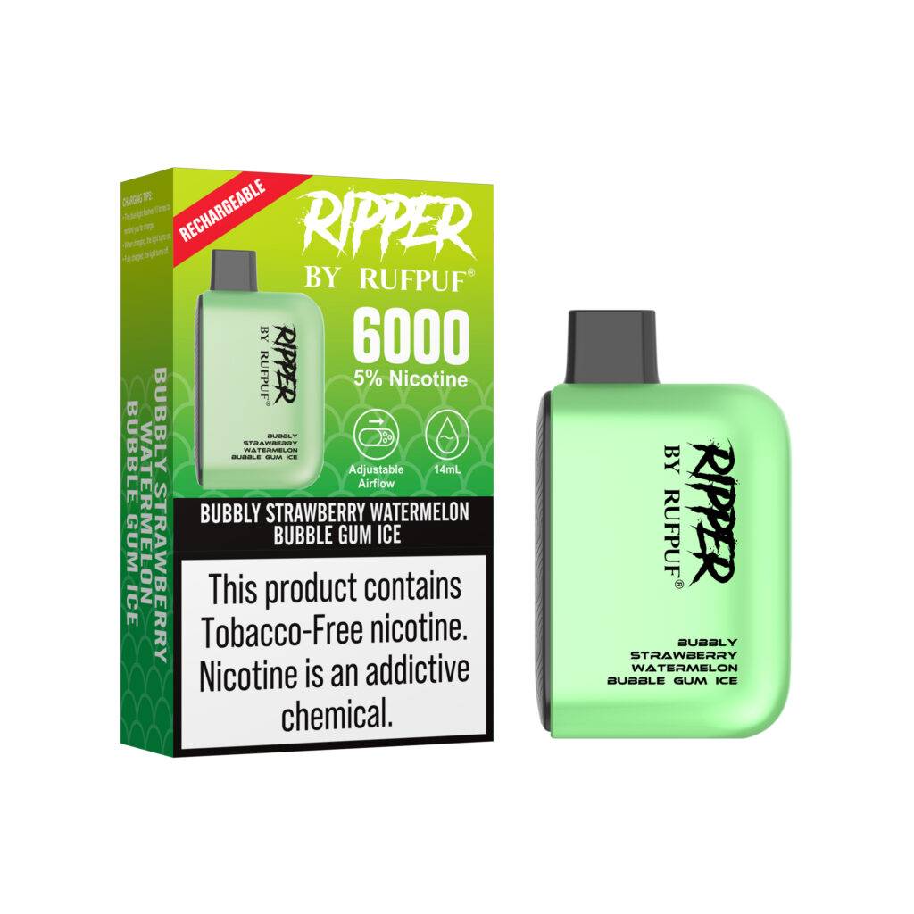 Rufpuf Ripper Disposable Vape Bubbly Strawberry Watermelon Bubble Gum Ice in Pakistan