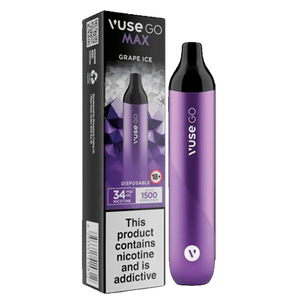 VUSE GO DISPOSABLE VAPE - GRAPE ICE - 1500 PUFFS (34MG)