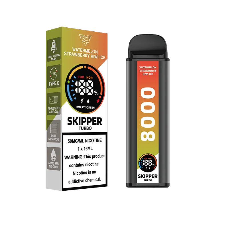 WATERMELON STRAWBERRY KIWI ICE SKIPPER TURBO 10K DISPOSABLE